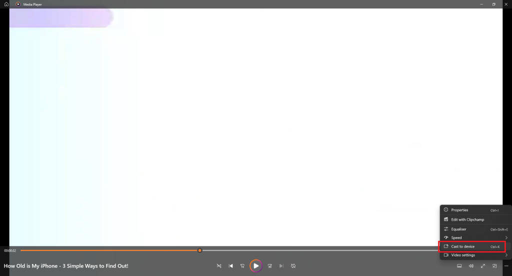 Choose the Cast to Device option