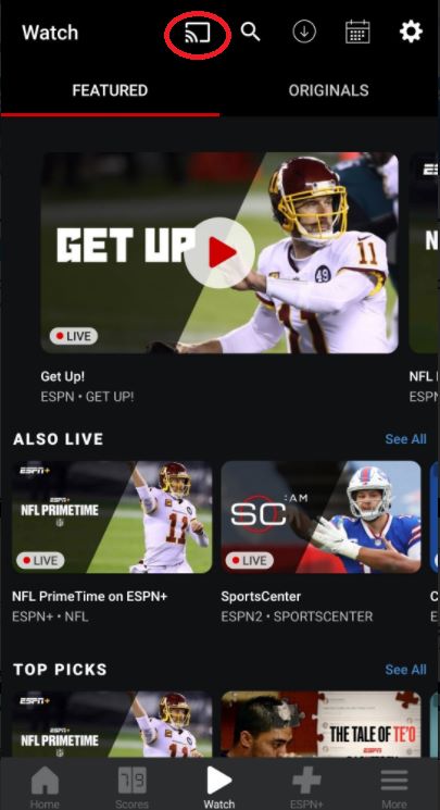 Cast the ESPN App to Vizio TV