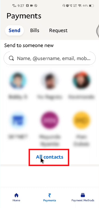 Tap the All Contacts option
