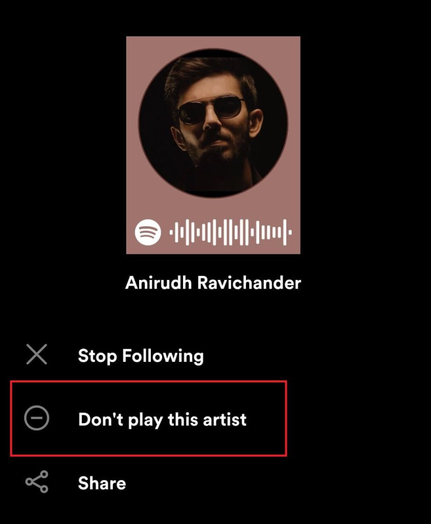  hit the Don’t play this or Don’t play this artist option.