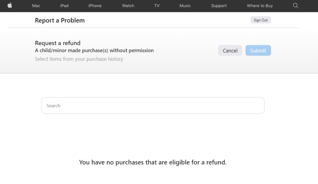 Apple Refund website
