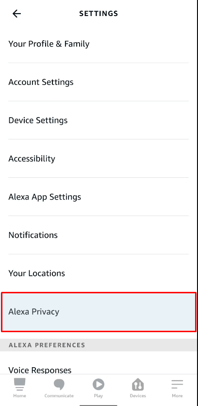 select the Alexa Privacy option