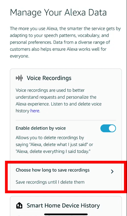 select the Choose how long to save recordings option