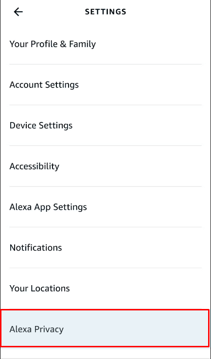click on the Alexa Privacy option