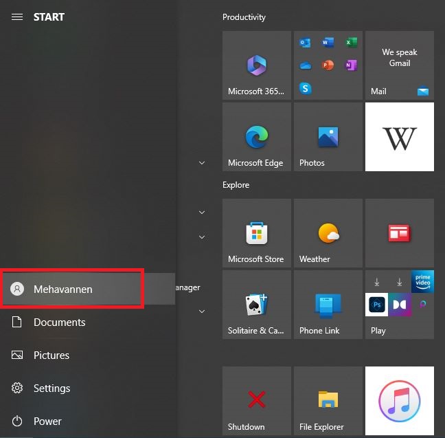 Windows 10 username