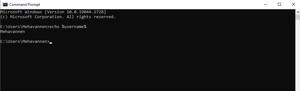 Use Command Prompt to get username