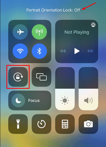 Turn off the Portrait Orientation Lock on iPhone