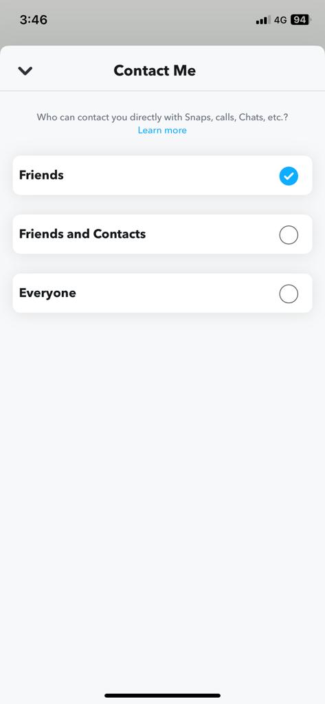 Choose Friends to hide the snap score