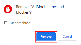 click the Remove button to Remove Extension from Chrome