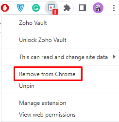 select the Remove from Chrome option