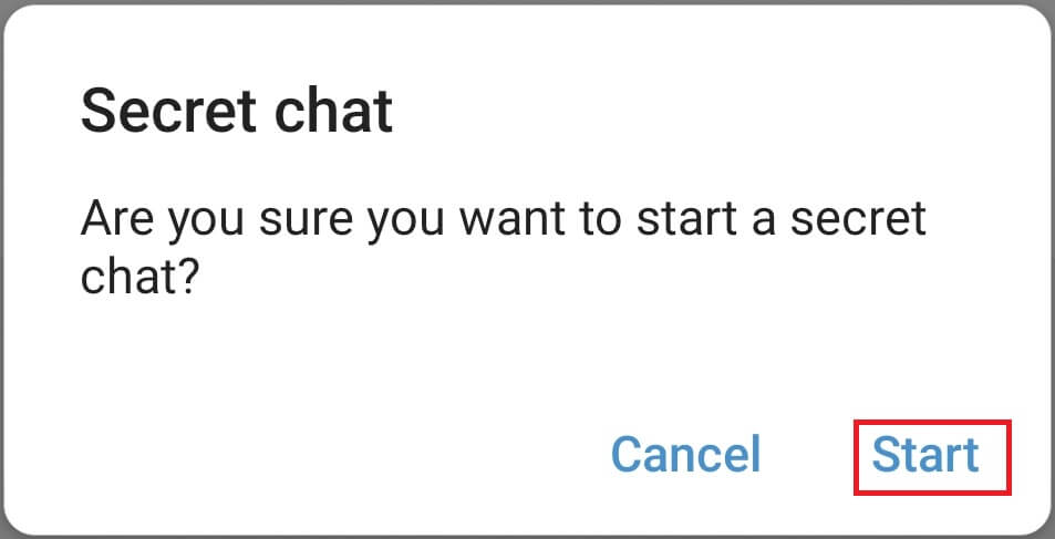 Tap the Start button to Secret Chat on Telegram
