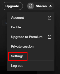 click on the drop-down arrow → Settings