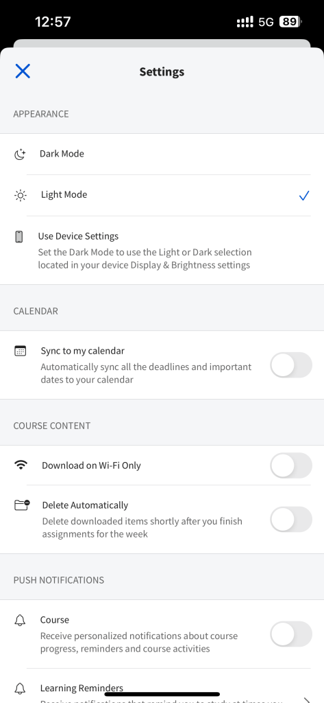 select the Dark Mode option