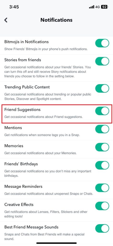 Turn off Friends Suggestions