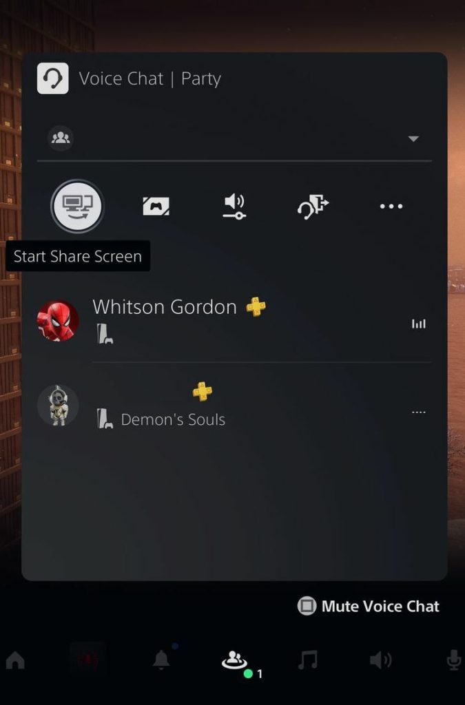 PS5 Chat Screen