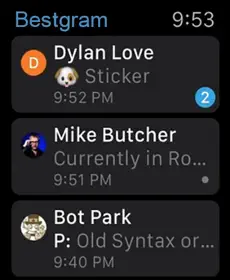 Check notifications on the Bestgram app on Apple Watch