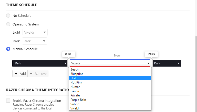 Turn on Vivaldi Dark Mode on Editor tab