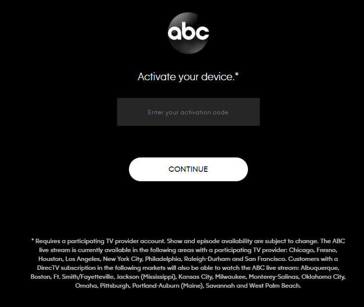 Activate ABC to stream on Samsung TV