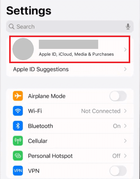 Select your Apple ID or Apple account
