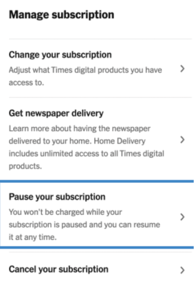  select the Pause your subscription option.