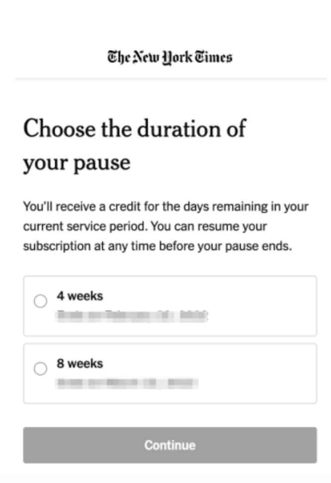 Choose the duration of your pause