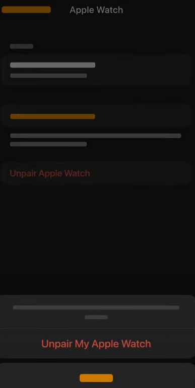Select Unpair My Apple Watch
