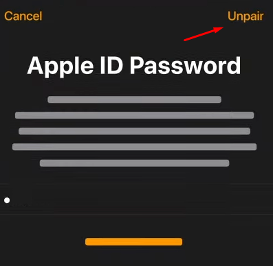 Click Unpair to change Apple ID in Apple Watch