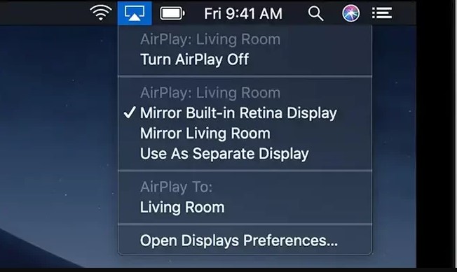 click the AirPlay icon at the top of the menu bar