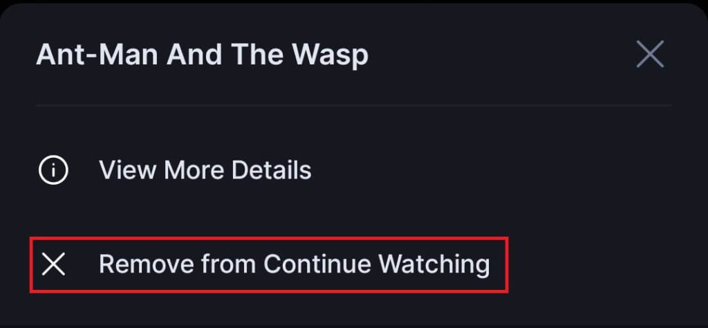  select the Remove from Continue Watching option