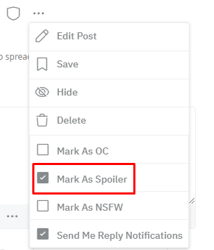 tick on Mark As Spoiler on Reddit post