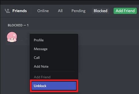 Unblock Someone on Discord