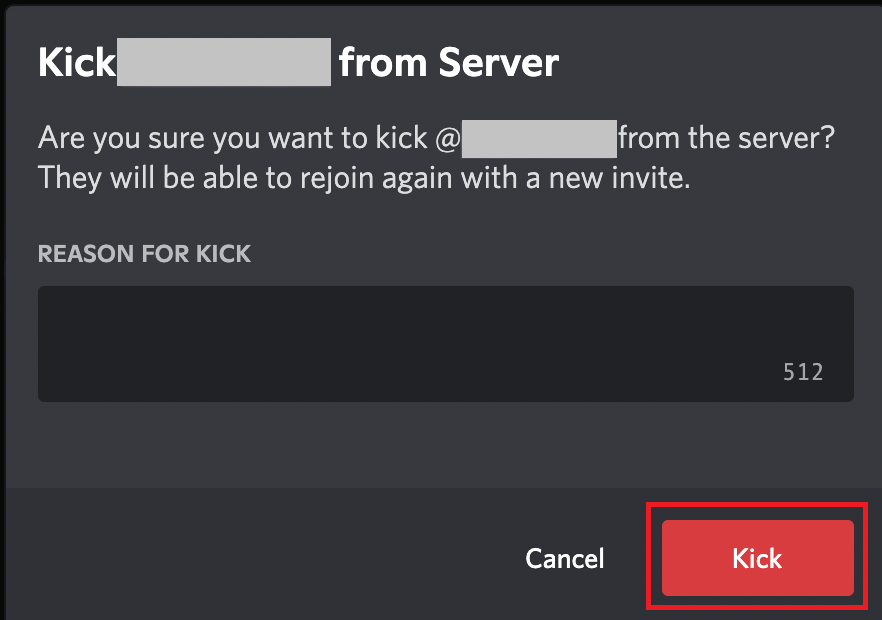 enter the reason for kicking them out