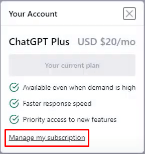 select the Manage My Subscription option