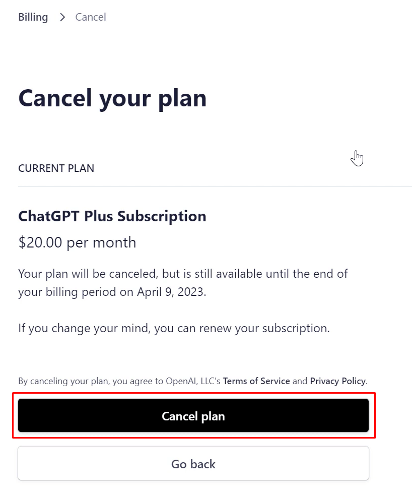 Cancel ChatGPT Subscription