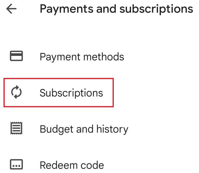 choose the Subscriptions option