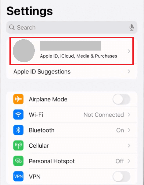 Click on your Apple ID