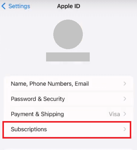 Select the Subscriptions menu