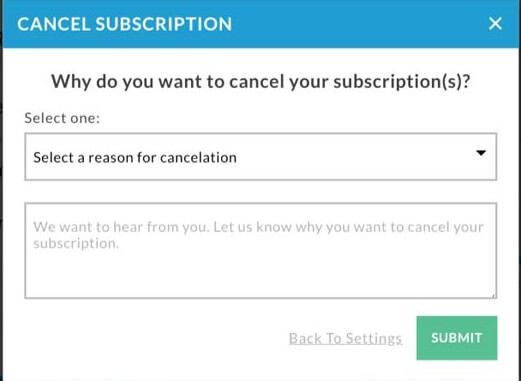 choose the reason for canceling your Truth Finder subscription