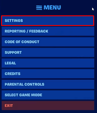 select the Settings option