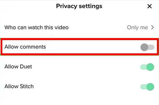  toggle off the switch next to Allow comments option