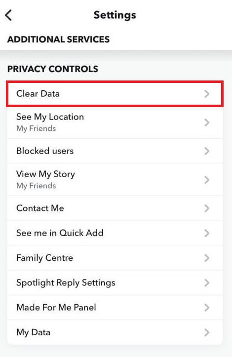 scroll down to the Privacy Control section and tap the Clear Data option