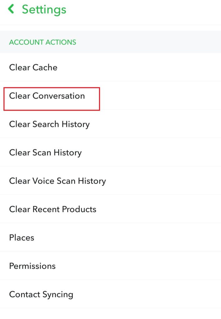 click on the Clear conversation option