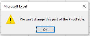 Delete entire Pivot Table in Excel