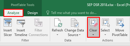 Remove Data on Pivot Table