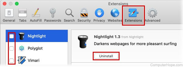 Disable Browser Extensions on Safari