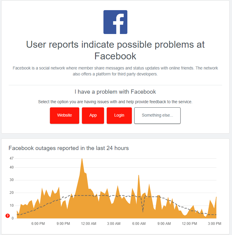 Check if the Facebook Server is down when it keep crashing