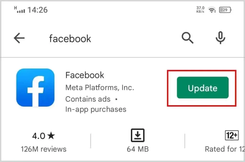 Update the Facebook App if it keeps crashing