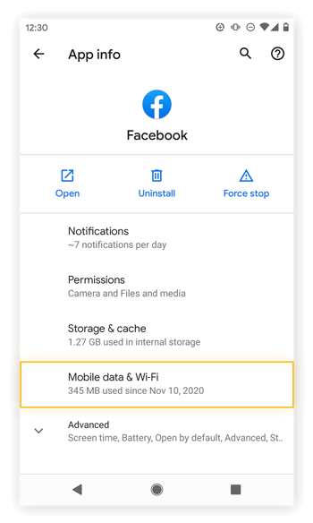 To Enable background Data for Facebook
