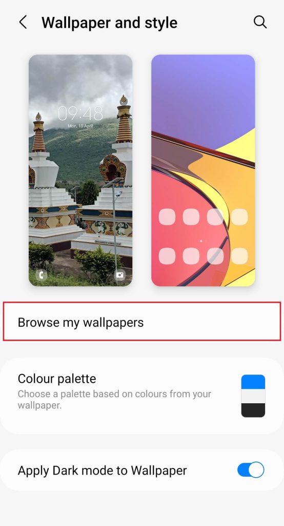 select the Browse my wallpapers option