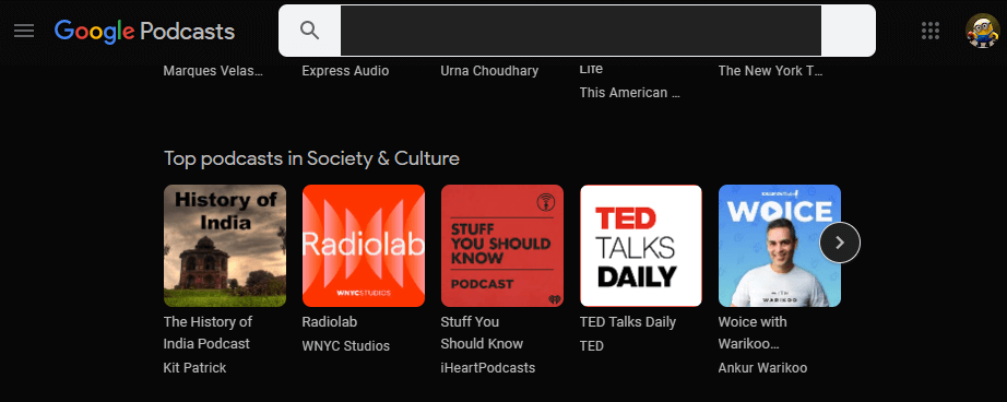 Dark Mode on Google Podcasts